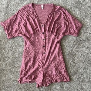 Pink romper with pockets